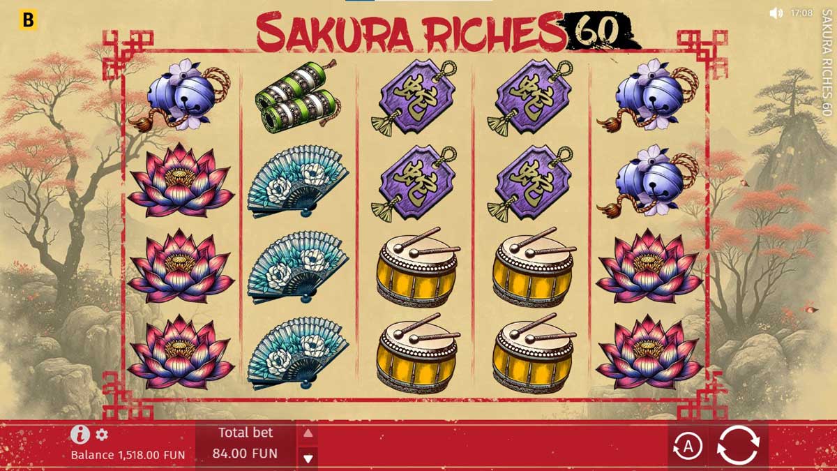 Sakura Riches 60 slot machine game screenshot